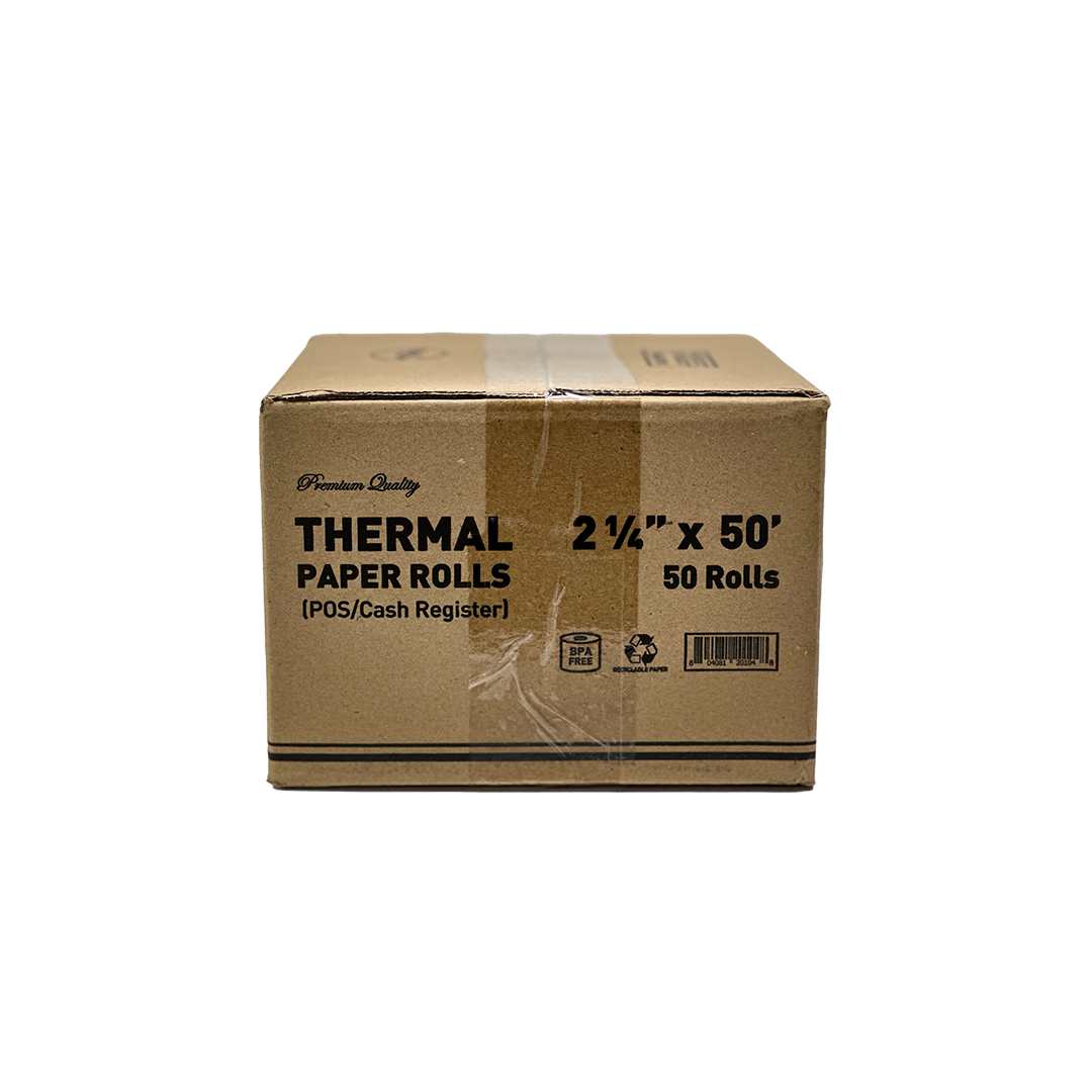 2 1/4" x 50' Thermal Receipt Paper, 50 Rolls/Case