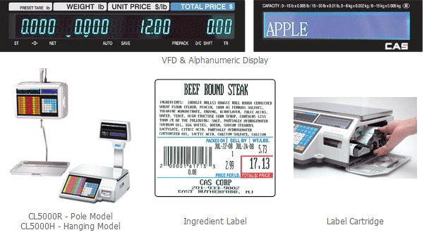CAS CL5500 Series Price Computing & Label Printing Scale