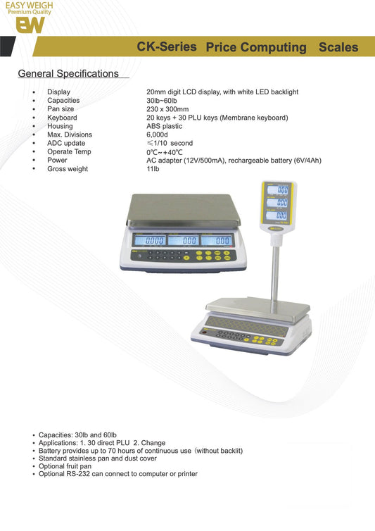 Easy Weigh CK-Series Price Computing Scales