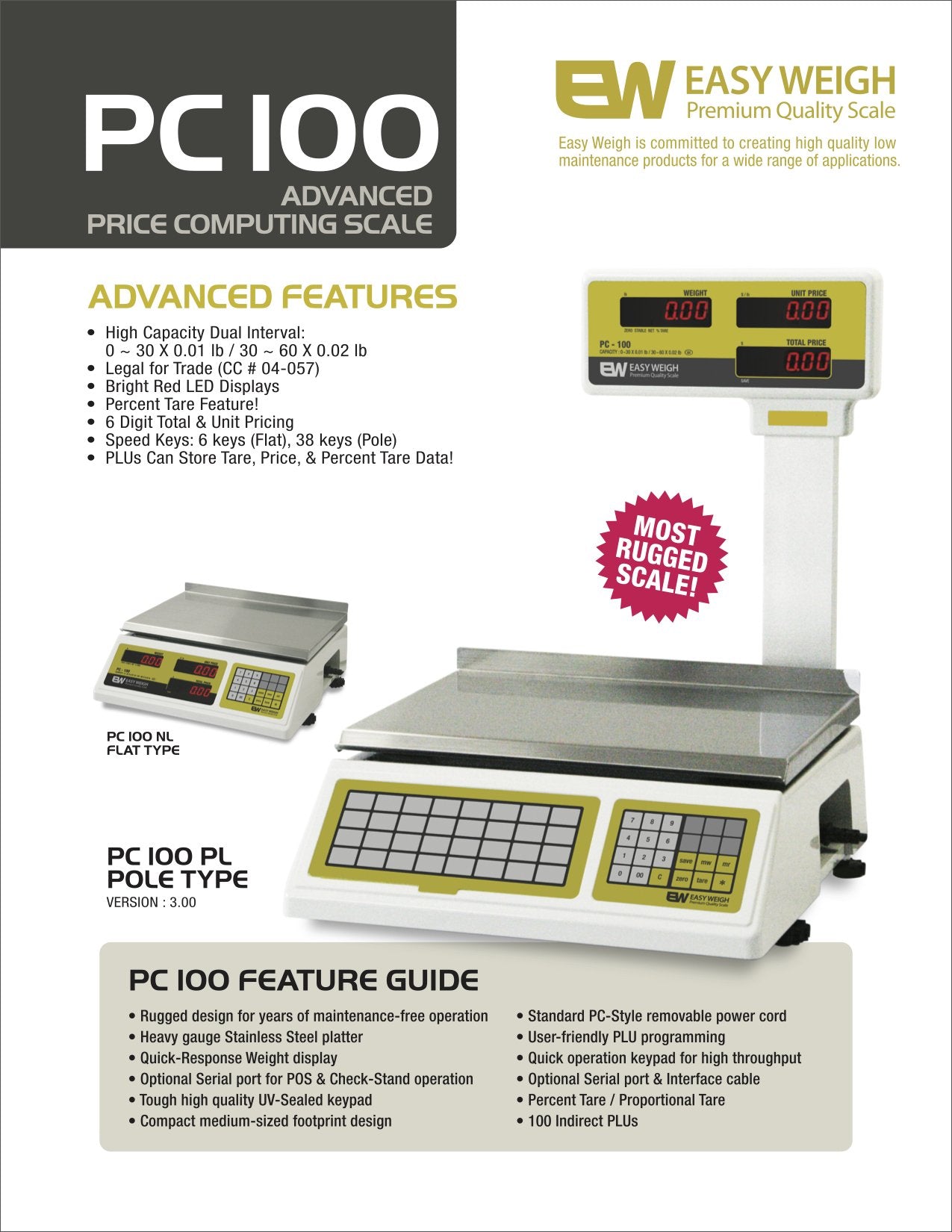 Easy Weigh PC 100 Advanced Price Computing Scale
