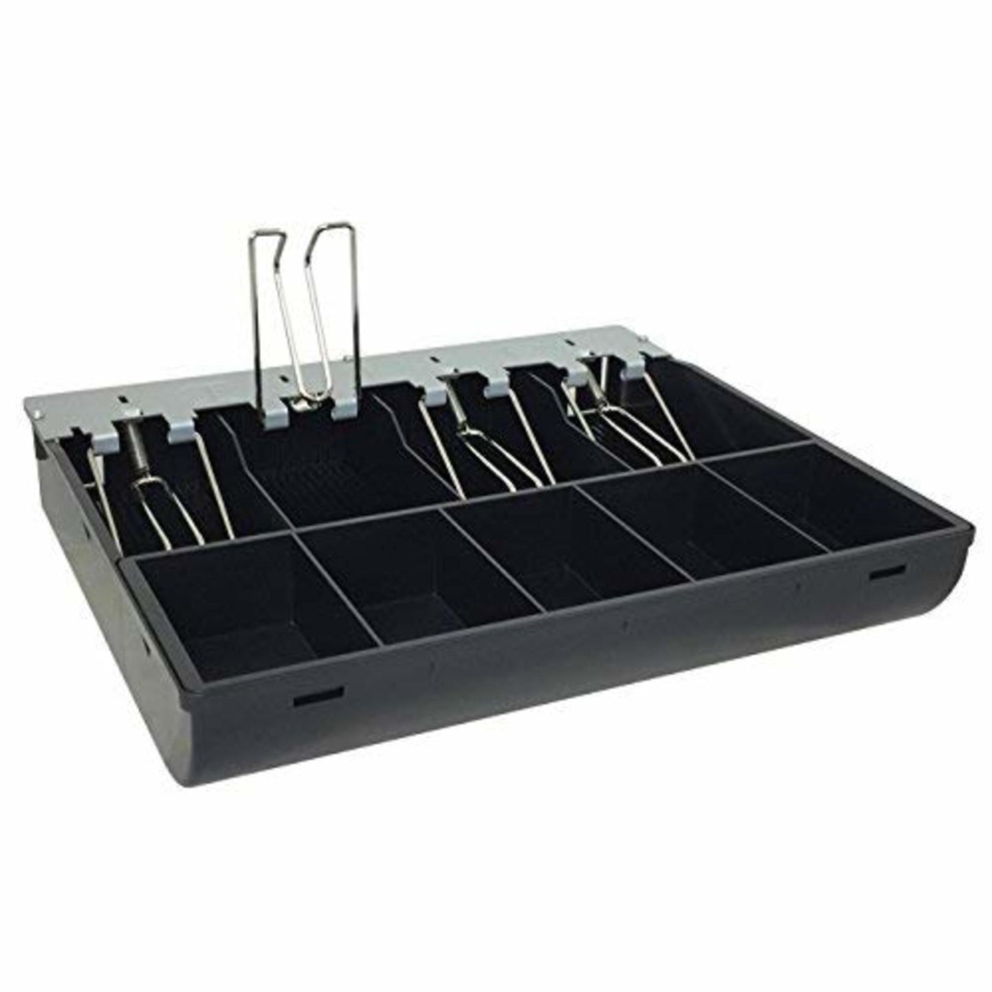 HK Systems 13" Black Heavy Duty Manual Push-Open Cash Drawer w/ 4 Bill/5 Coin Till