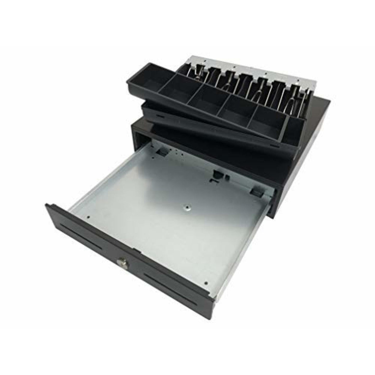 HK Systems 13" Black Heavy Duty Manual Push-Open Cash Drawer w/ 4 Bill/5 Coin Till