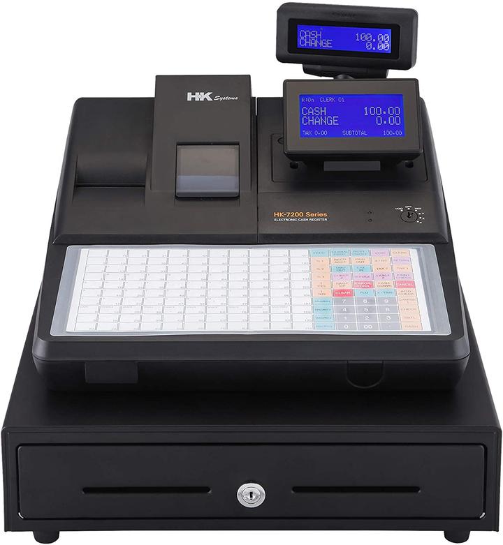 hk systems hk-7200 electronic cash register model with 160 key flat keyboard