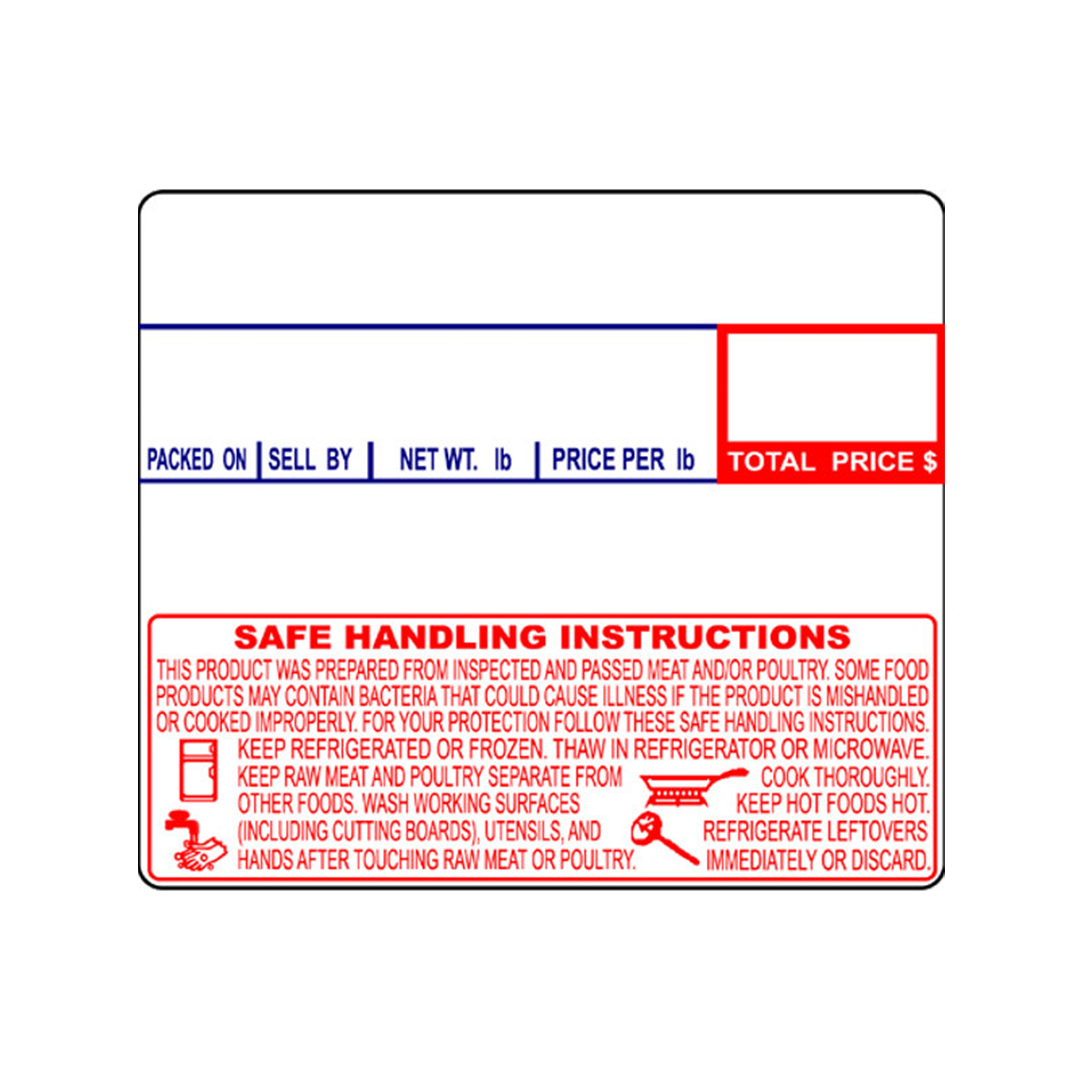 CAS CL-8030, 58mm x 50mm, Safe Handling Pre-Printed Scale Label Rolls - 12/Case