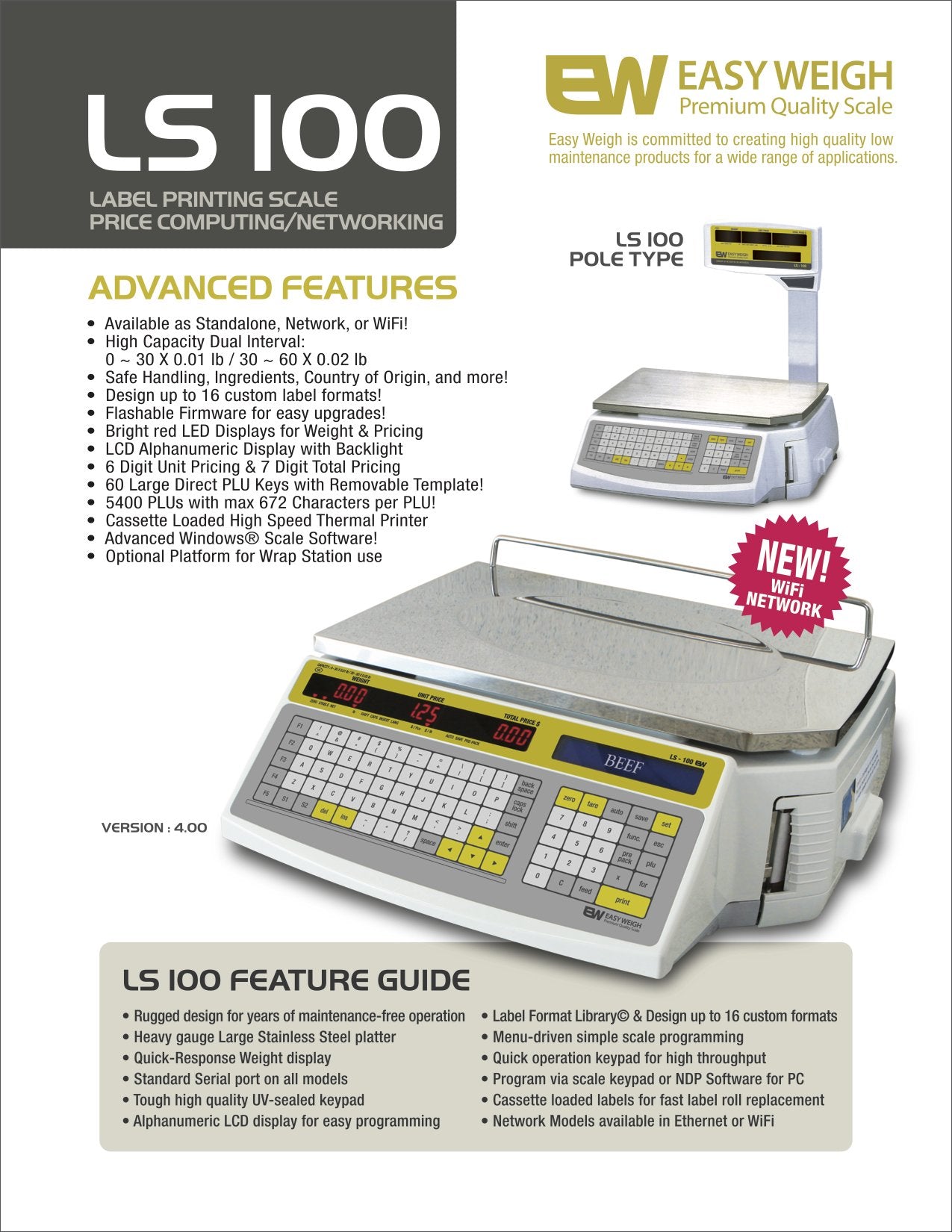 Easy Weigh LS-100 Price Computing & Label Printing Scale